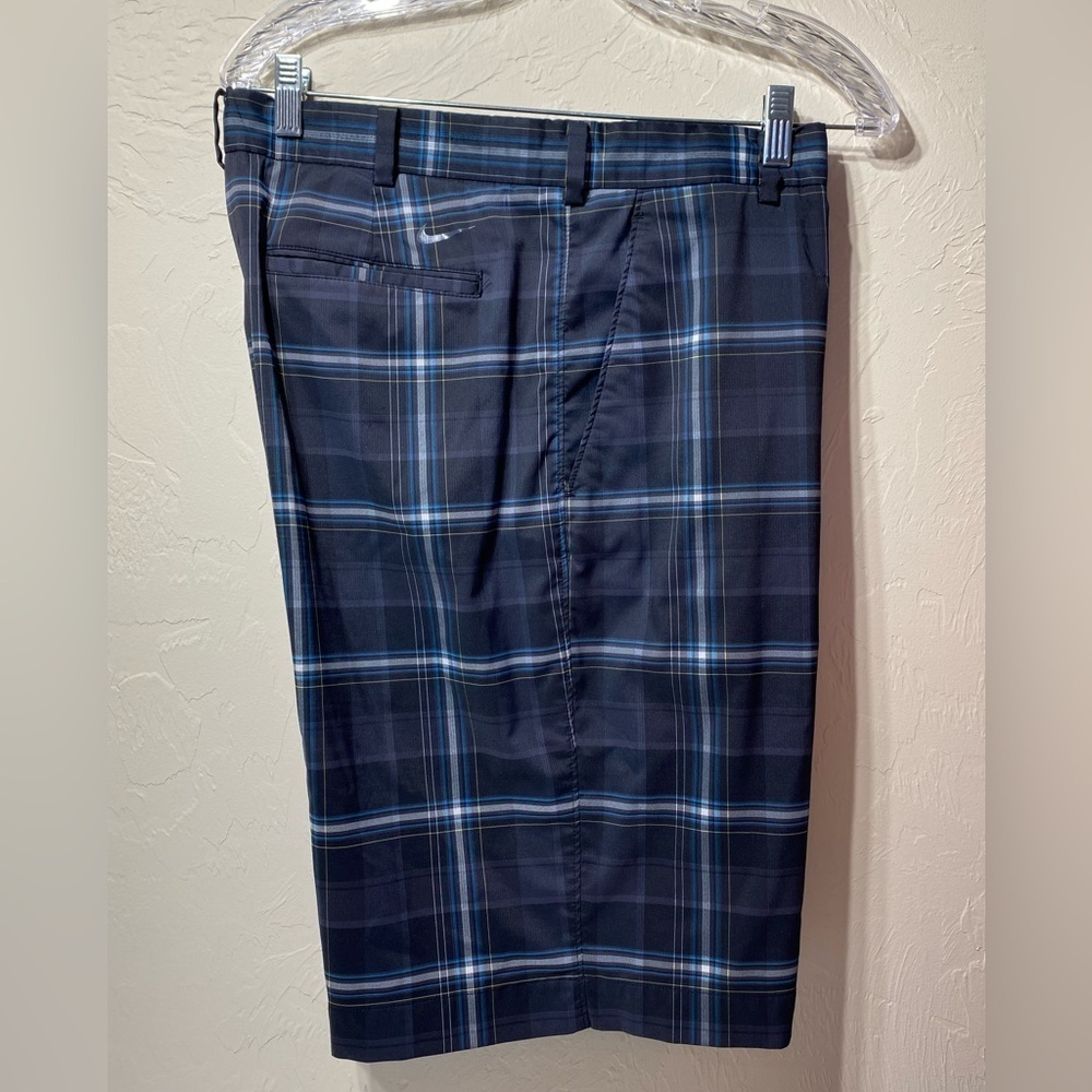 Nikegolf Plaid Shorts Sz 36 Mens Flat Front Stretch